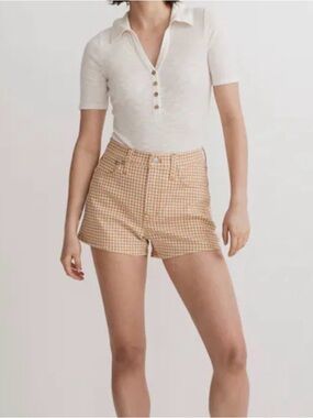 Madewell Mustard and White Gingham Shorts
